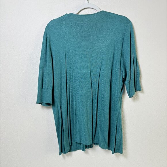 Soft Surroundings Accordion Pleat Cardigan Size XL Teal Green V Neck Silk NWT - Picture 3 of 10